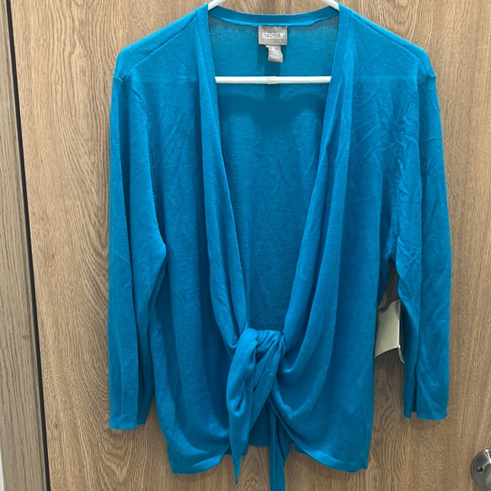 Chico's Vibrant Blue Tie-Front Cardigan
